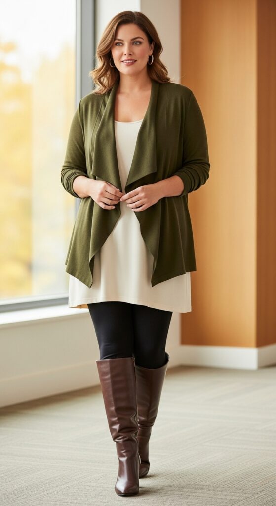 12 Plus Size Fall Office Outfits That Blend Confidence & Professionalism 9 Knit Blazer + Ponte Leggings
