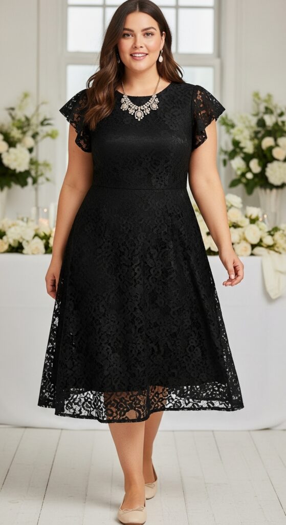 Lace A-Line Midi Dress
