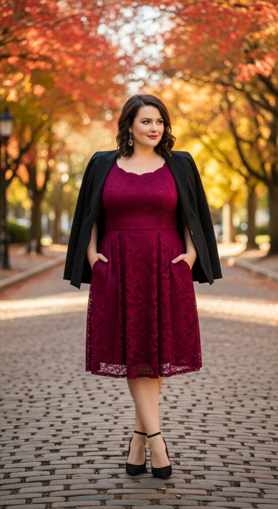 15 Plus Size Fall Dress Outfits That Celebrate Every Curve 8 Lace Cocktail Dress