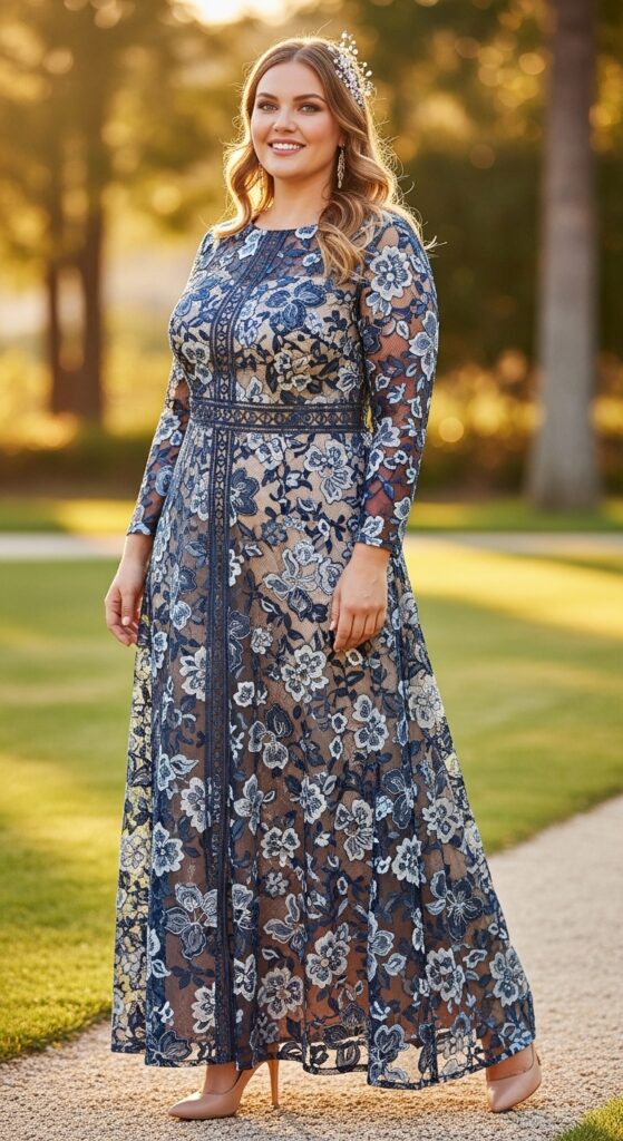 10 Gorgeous Plus Size Floral Wedding Guest Dresses for Curvy Women 5 Lace Floral Maxi Dress