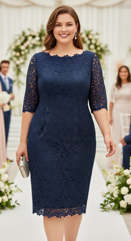 11 Plus Size Formal Wedding Guest Dresses That Are Just Wow 8 Lace Sheath Dress