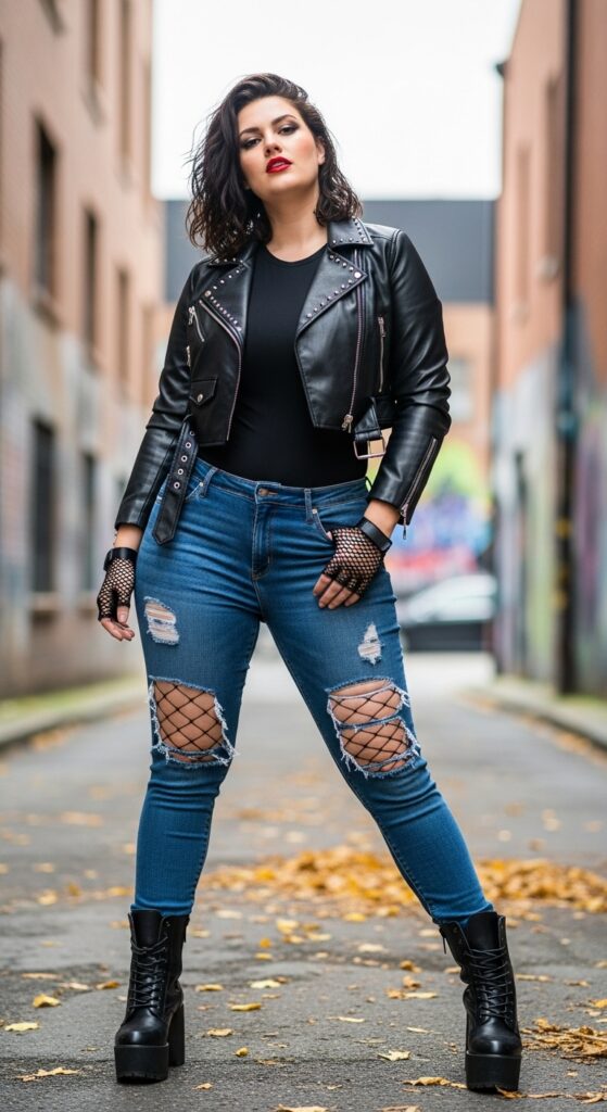 14 Plus Size Grunge Fall Outfits Curvy Women Will Love 6 Leather Moto Magic