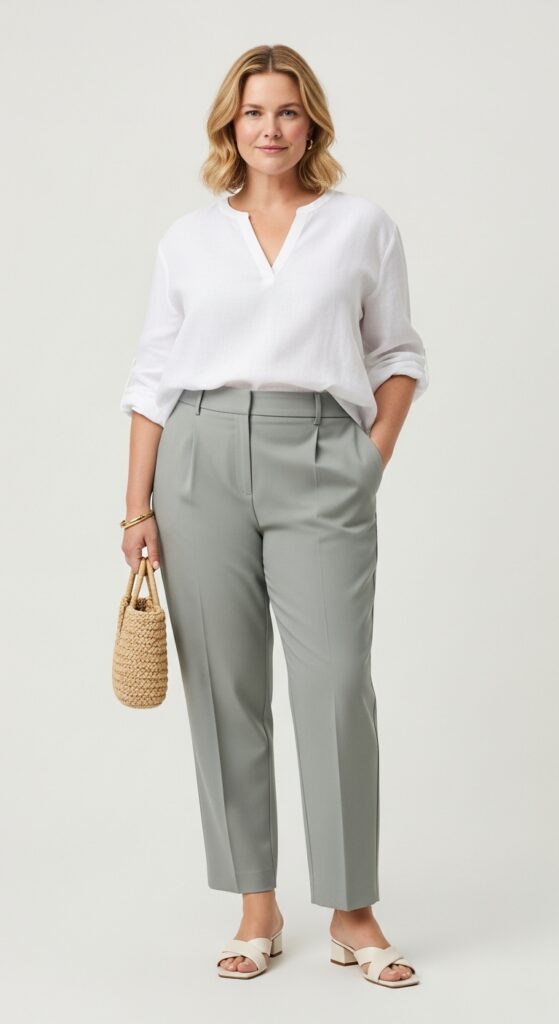 Lightweight Linen Blouse & Trousers Relaxed and Refined