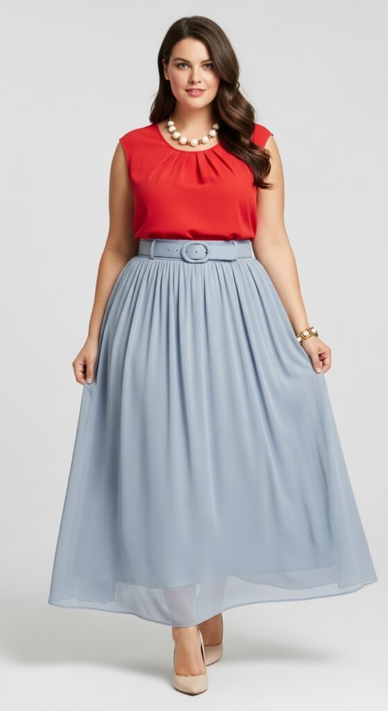 Long Skirt with Tucked-In Top