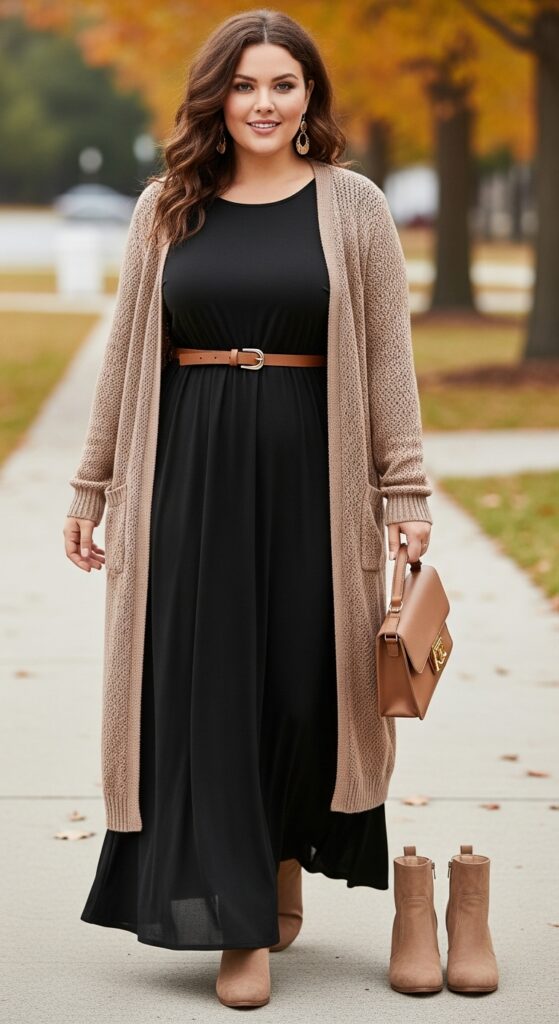 Long-Sleeve Maxi Dress and Ankle Boots