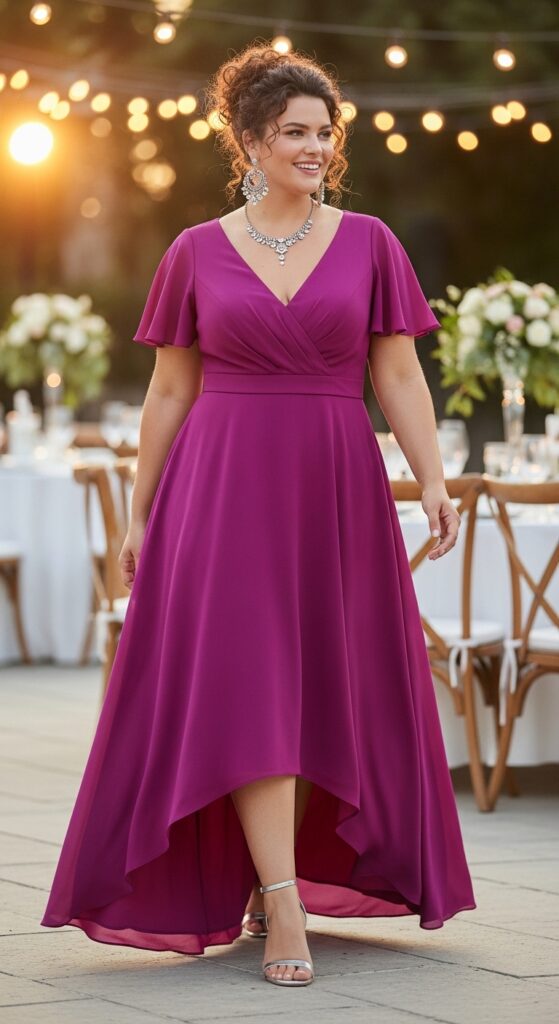 10 Gorgeous Plus Size Pink Wedding Guest Dresses for Curvy Women 10 Magenta Maxi Dress