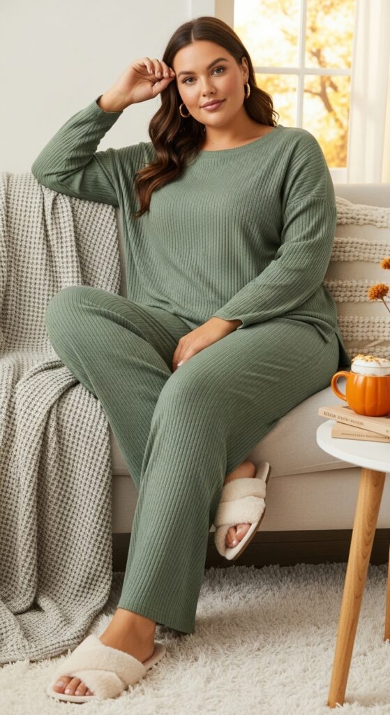 14 Plus Size Comfy Fall Outfits That Are Big on Style 3 Matching Knit Set