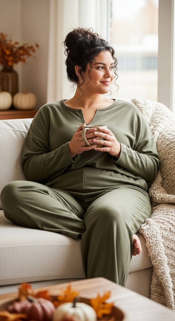 14 Plus Size Simple Fall Outfits Curvy Women Will Love 14 Matching Lounge Set