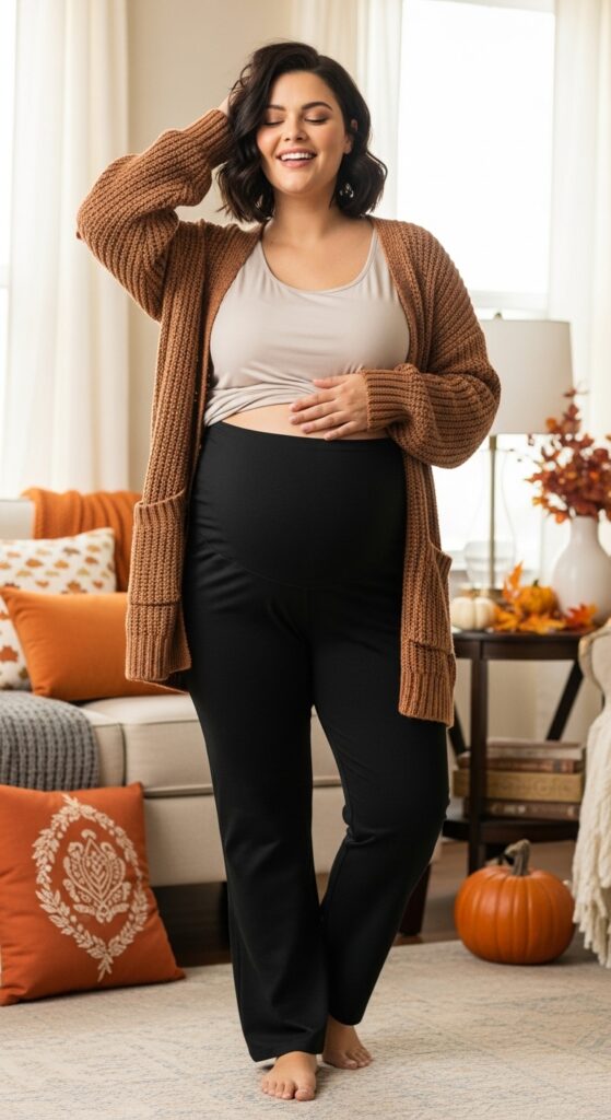 15 Plus Size Fall Maternity Outfits Curvy Women Will Love 17 Maternity Yoga Pants & Layered Tops