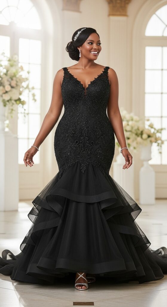 10 Stunning Plus Size Black Wedding Dresses for Curvy Brides 11 Mermaid Black Style Dress
