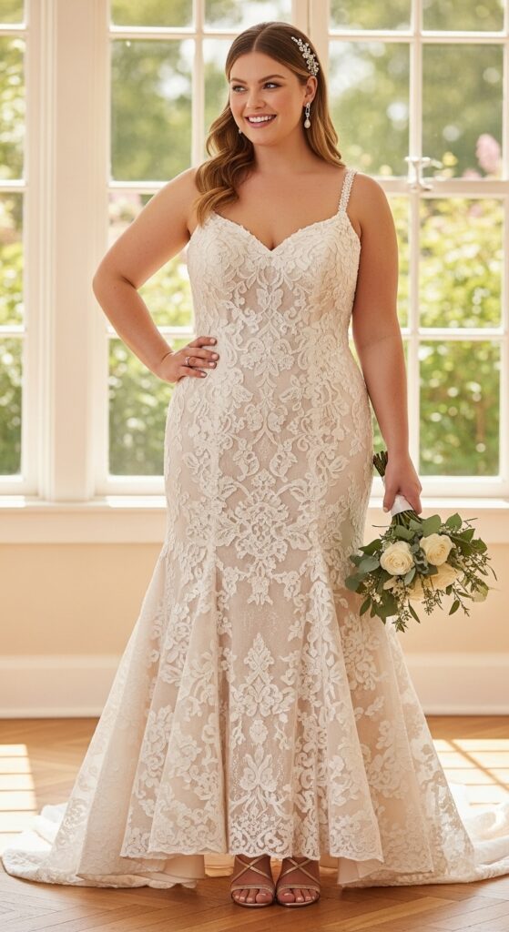 10 Stunning Plus Size A-Line Wedding Dresses for Curvy Brides 9 Mermaid to A-Line Hybrid