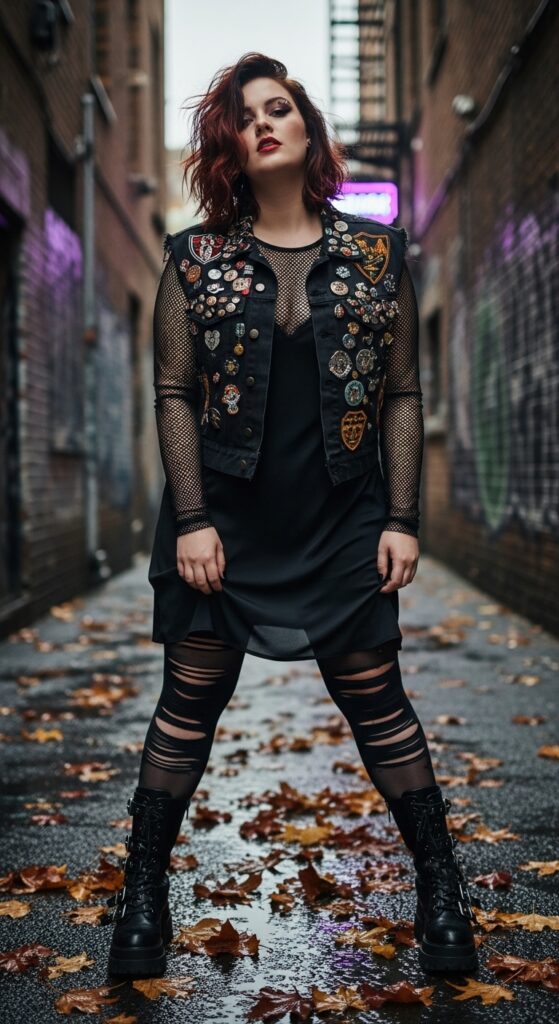 14 Plus Size Grunge Fall Outfits Curvy Women Will Love 9 Mesh Gothic Layers