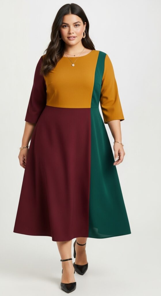 Midi Dress with 34 Sleeves