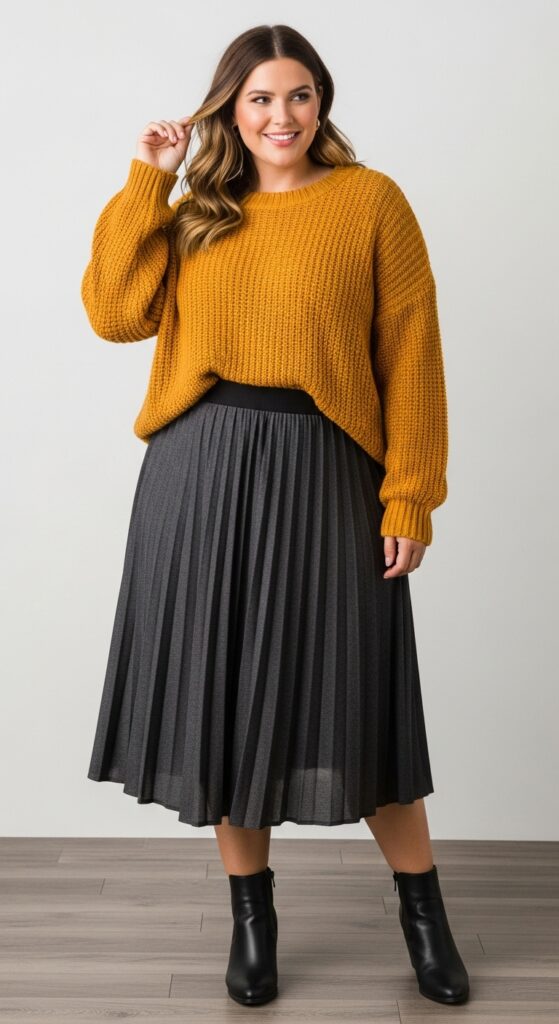 Midi Skirt and Oversized Sweater
