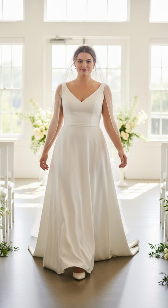 10 Simple Plus Size Wedding Dresses for Curvy Brides 3 Minimalist A-Line Dress