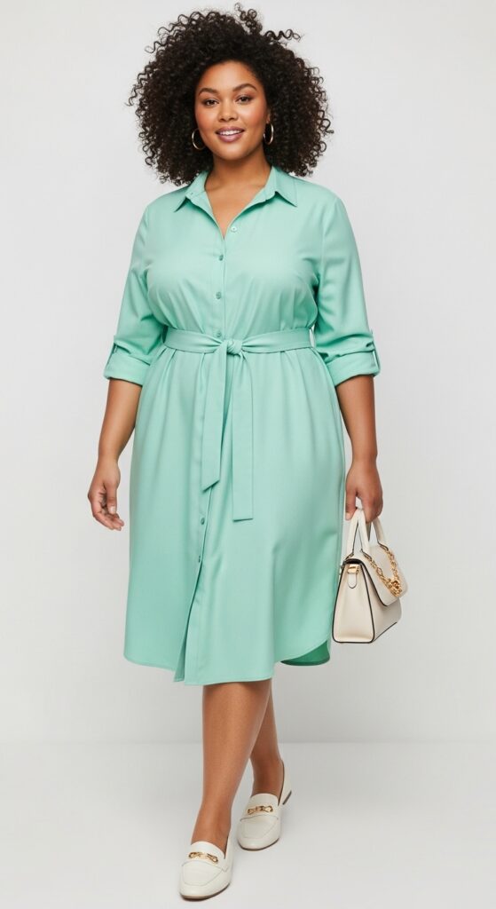 10 Cute Plus-Size Summer Outfits Curvy Women Will Love 10 Mint Green Shirt Dress