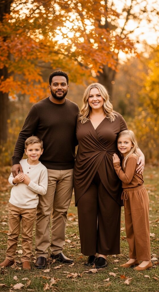 15 Plus Size Fall Family Photo Outfits That Celebrate Every Curve & Create Timeless Memories 12 Monochromatic Tencel Set
