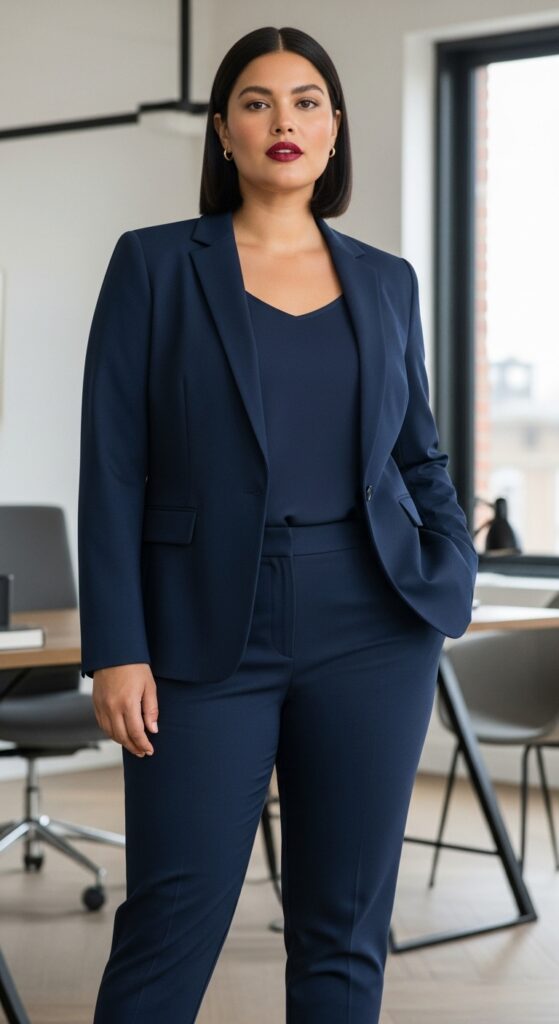 12 Plus Size Fall Office Outfits That Blend Confidence & Professionalism 13 Monochrome Suiting