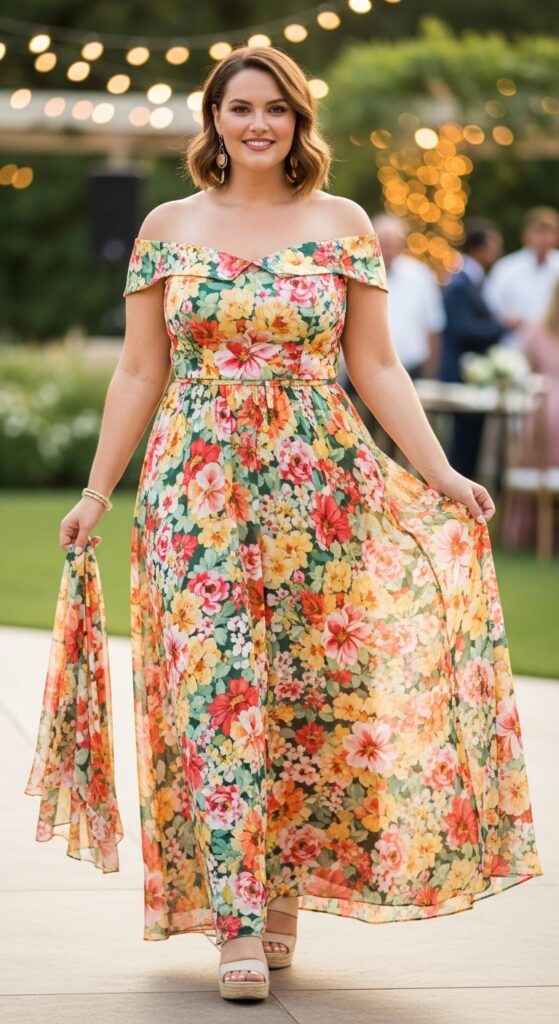 Off-the-Shoulder Floral Maxi Dress