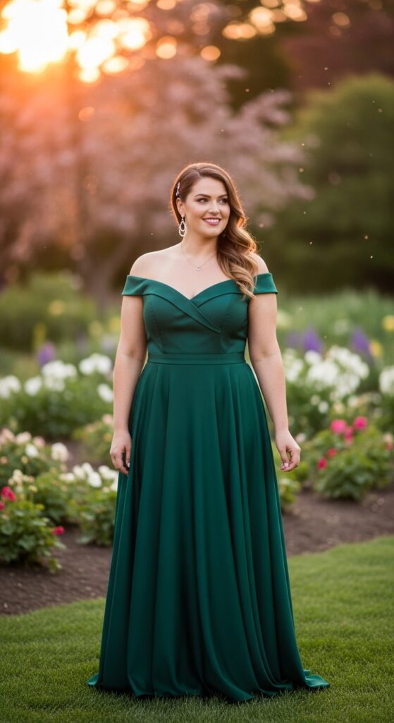 11 Plus Size Formal Wedding Guest Dresses That Are Just Wow 3 Off-the-Shoulder Gown
