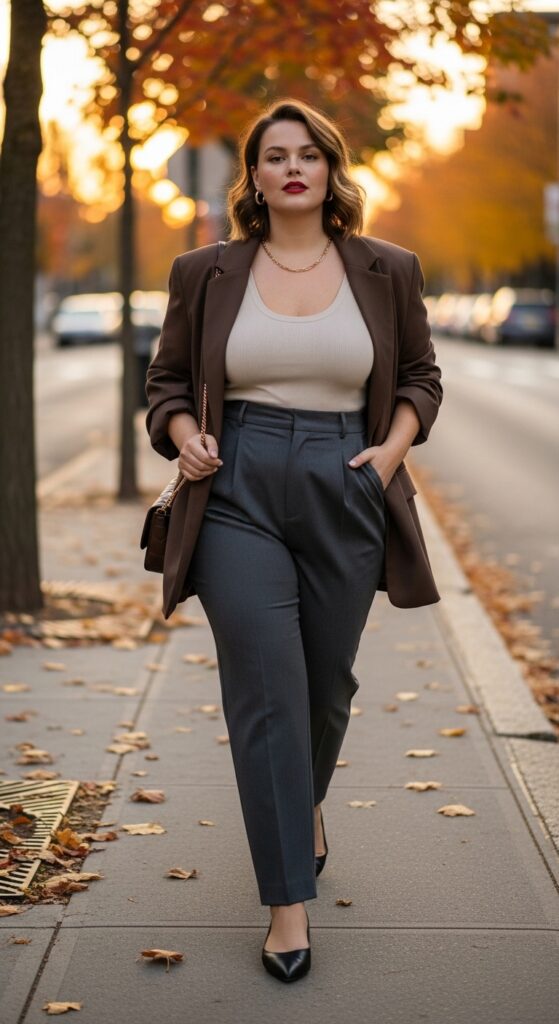 14 Plus Size Baddie Fall Outfits That Scream Confidence (Own Your Curves, Queen!) 12 Oversized Blazer + Ribbed Tank