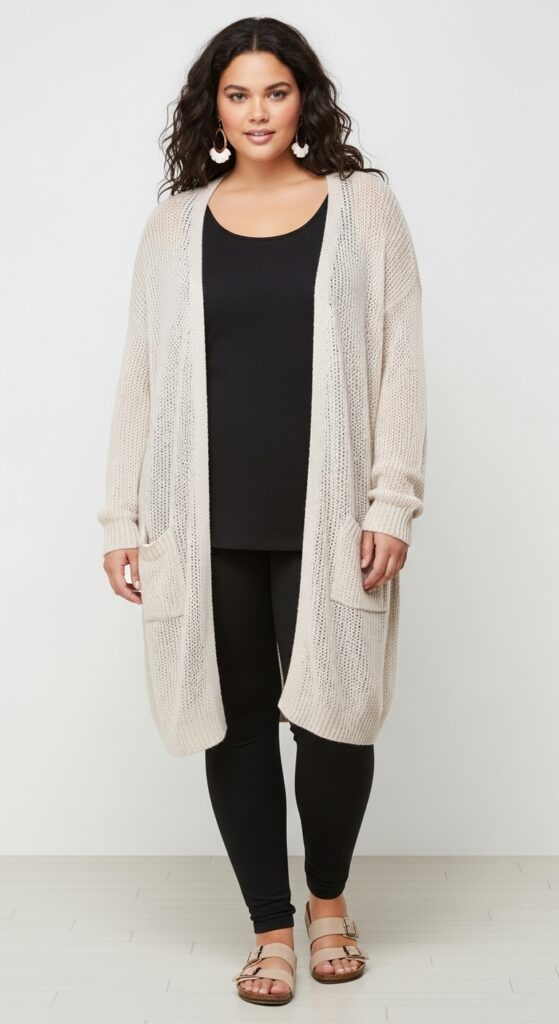 Oversized Cardigan and Black Leggings
