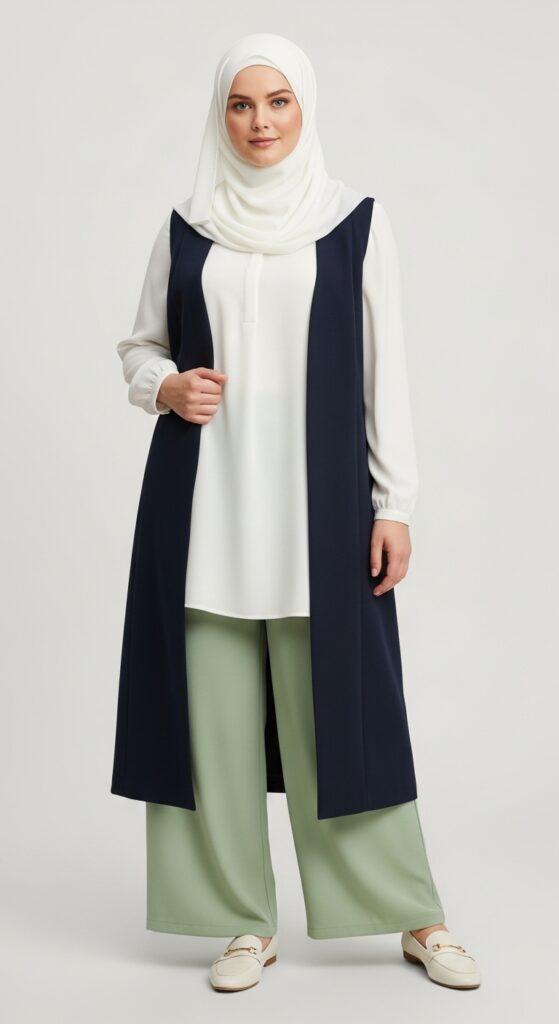 Palazzo Pants in Pistachio Green and Vest