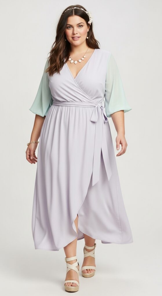 10 Stunning Plus Size Beach Wedding Guest Dresses Curvy Women Will Love 4 Pastel Wrap Dress