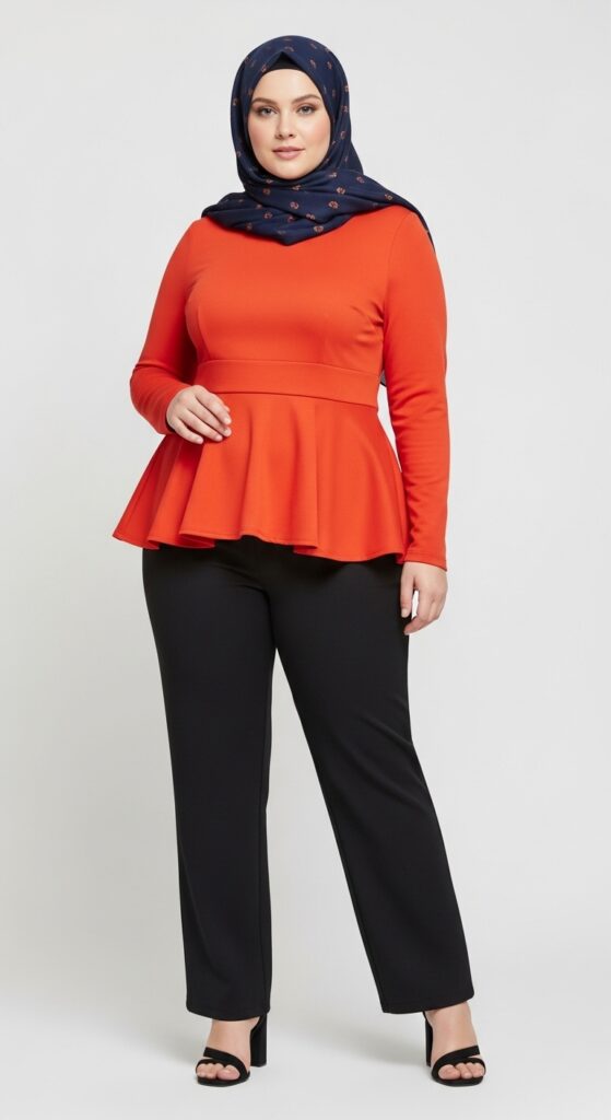 Peplum Top in Blood Orange and Pants