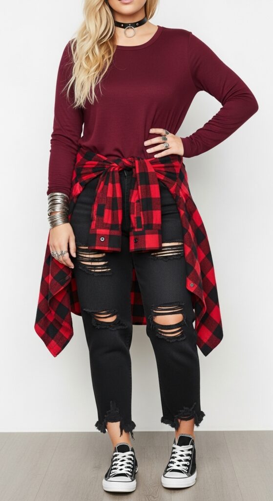 14 Plus Size Grunge Fall Outfits Curvy Women Will Love 5 Plaid Flannel Statement