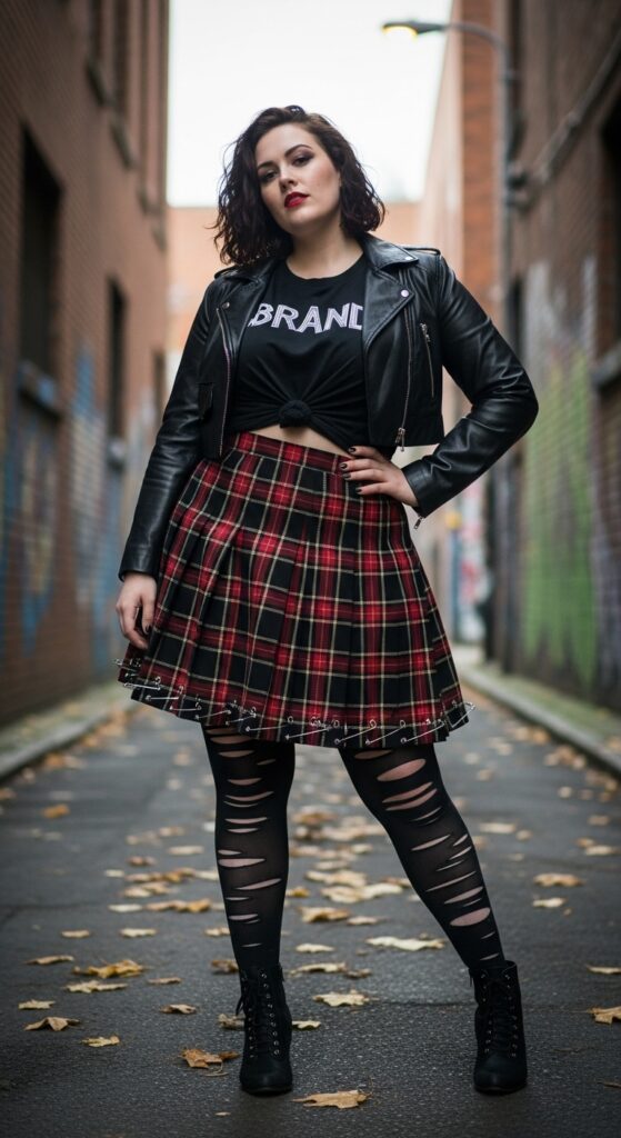 14 Plus Size Grunge Fall Outfits Curvy Women Will Love 13 Plaid Skirt Rebellion