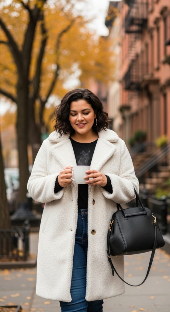 15 Plus Size Cozy Fall Outfits Curvy Women Will Love 15 Plush Robe Coat
