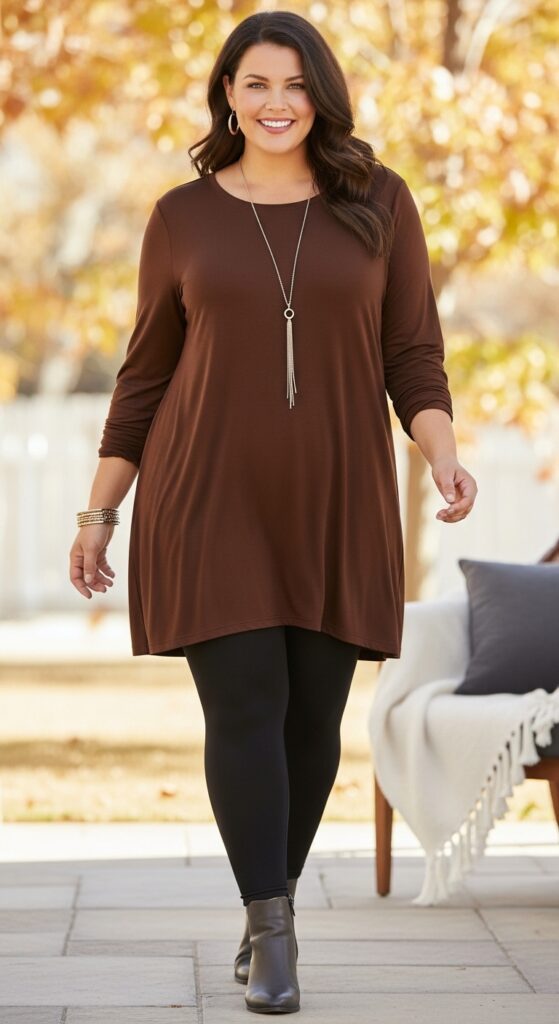14 Plus Size Fall Transition Outfits to Master Every Temperature Swing 13 Ponte Leggings & a Tunic