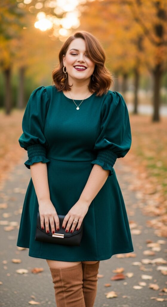 14 Plus Size Fall Birthday Outfits to Make You Feel Absolutely Radiant 12 Puff-Sleeve Mini Dress