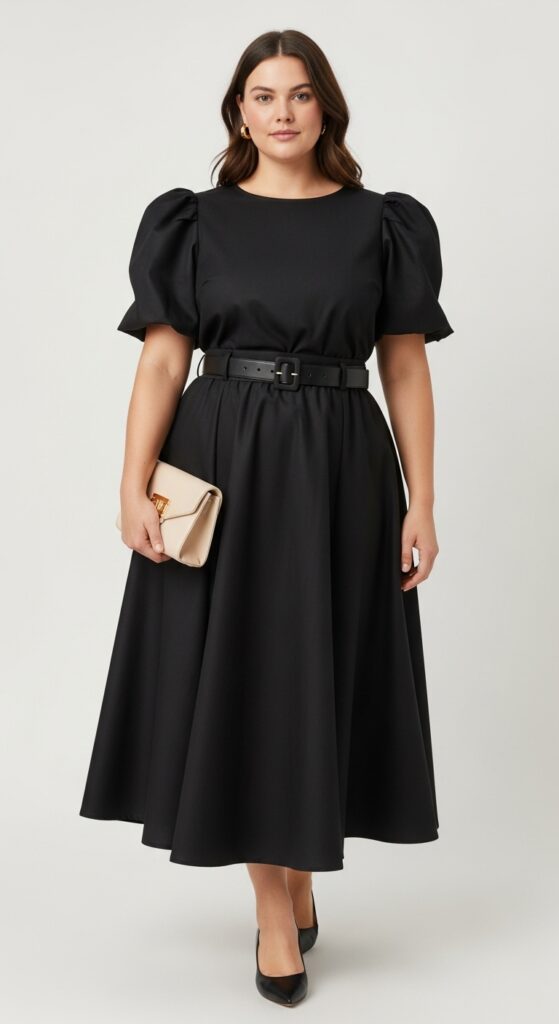 Puff-Sleeve Top and A-Line Skirt