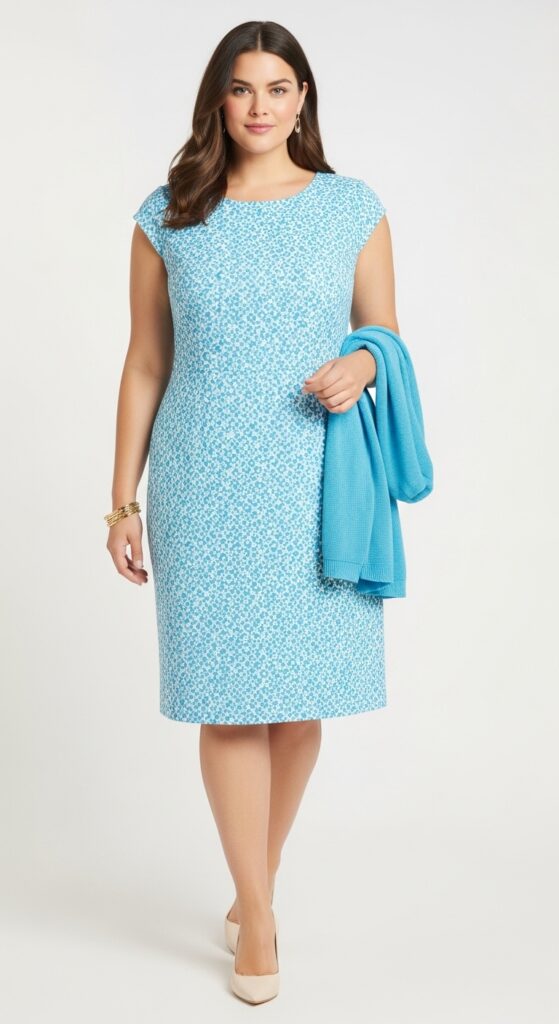 10 Chic Plus-Size Summer Work Outfits for Curvy Women 10 Sheath Dress with Cap Sleeves