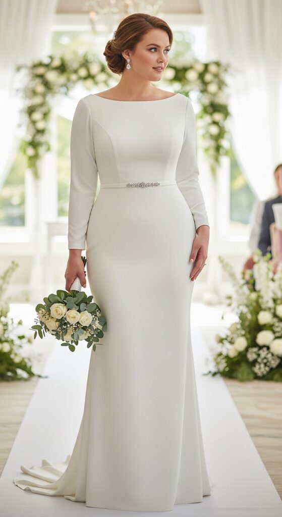 10 Simple Plus Size Civil Wedding Dresses Curvy Brides Will Love 4 Sheath Silhouette Gown