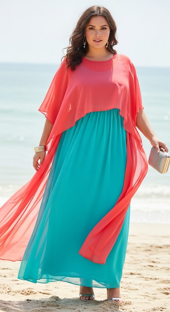 10 Stunning Plus Size Beach Wedding Guest Dresses Curvy Women Will Love 6 Sheer Overlay Maxi Dress