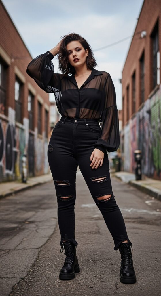 14 Plus Size Grunge Fall Outfits Curvy Women Will Love 17 Sheer Sophistication