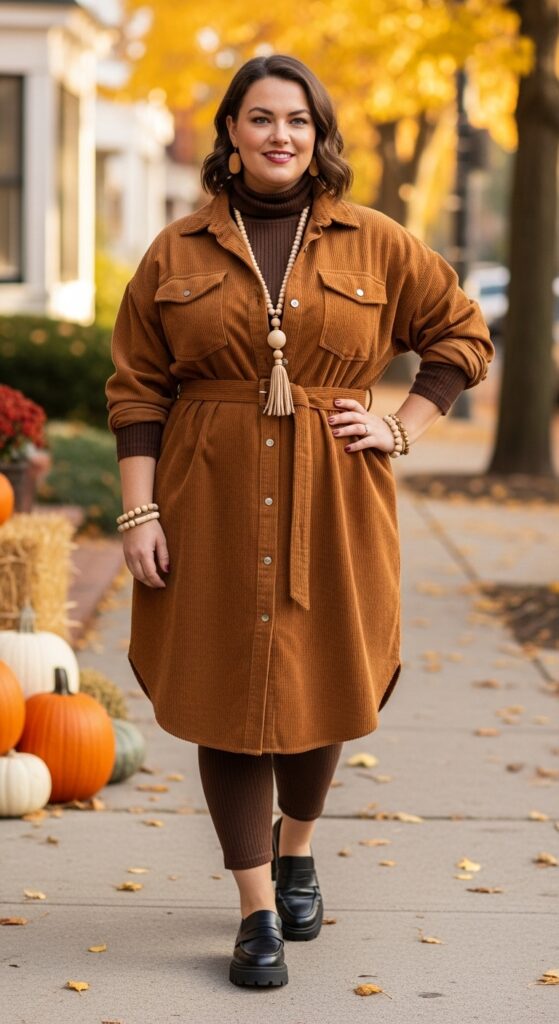 14 Plus Size Fall Outfits That Celebrate Your Curves in Every Autumn Adventure 14 Shirt Dress + Turtleneck