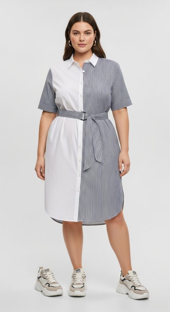 Shirt Dress and Sneakers