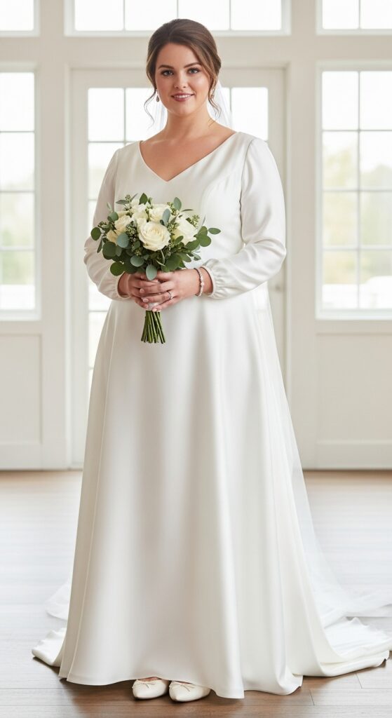 10 Simple Plus Size Wedding Dresses for Curvy Brides 8 Sleek Satin Dress