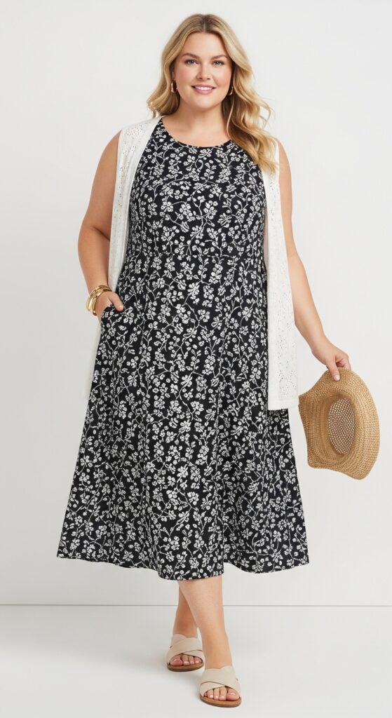 Sleeveless Midi Dress Classic and Cool