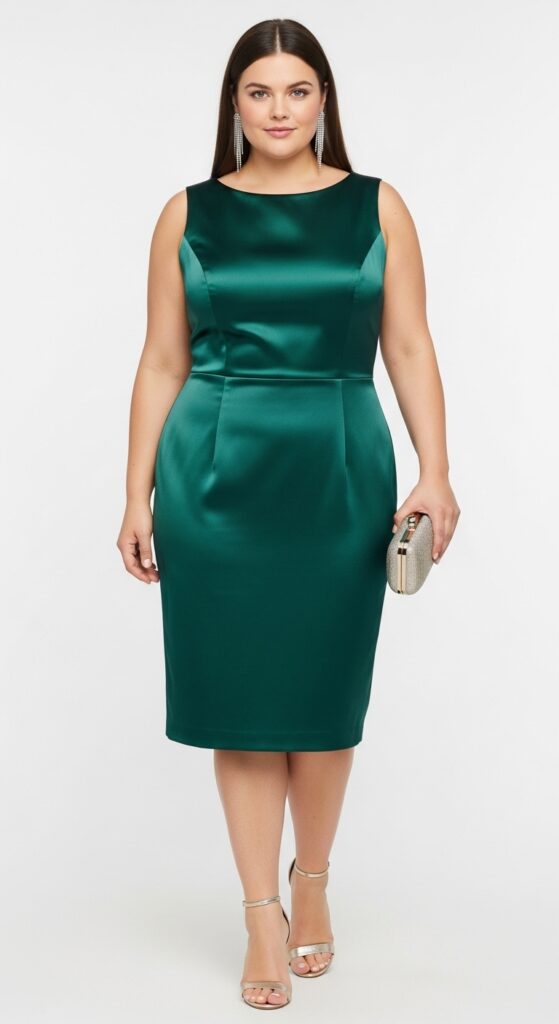 Sleeveless Satin Sheath Dress