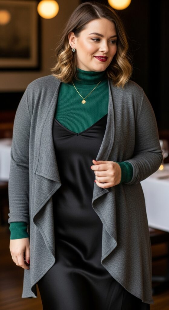 14 Plus Size Early Fall Outfits to Master the Season's First Cozy Vibes 7 Slip Dress & Lightweight Knit