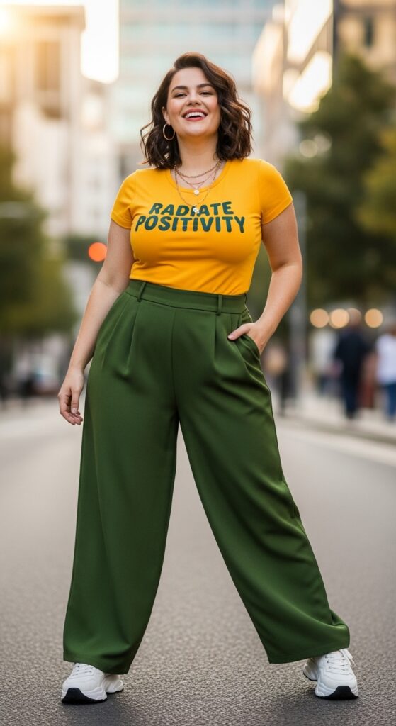 Slogan Tee & Wide-Legged Pants Bold and Comfortable