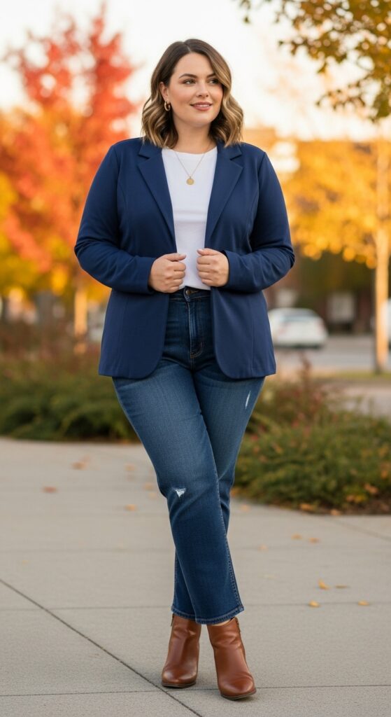 14 Plus Size Simple Fall Outfits Curvy Women Will Love 13 Solid Color Blazer