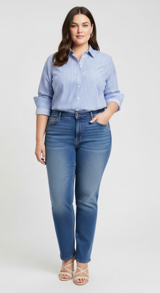 Straight-Leg Jeans & Button-Down Shirt Timeless and Chic