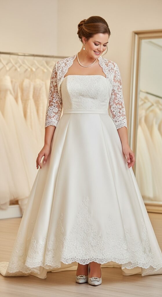 10 Stunning Plus Size A-Line Wedding Dresses for Curvy Brides 5 Strapless A-Line Dress