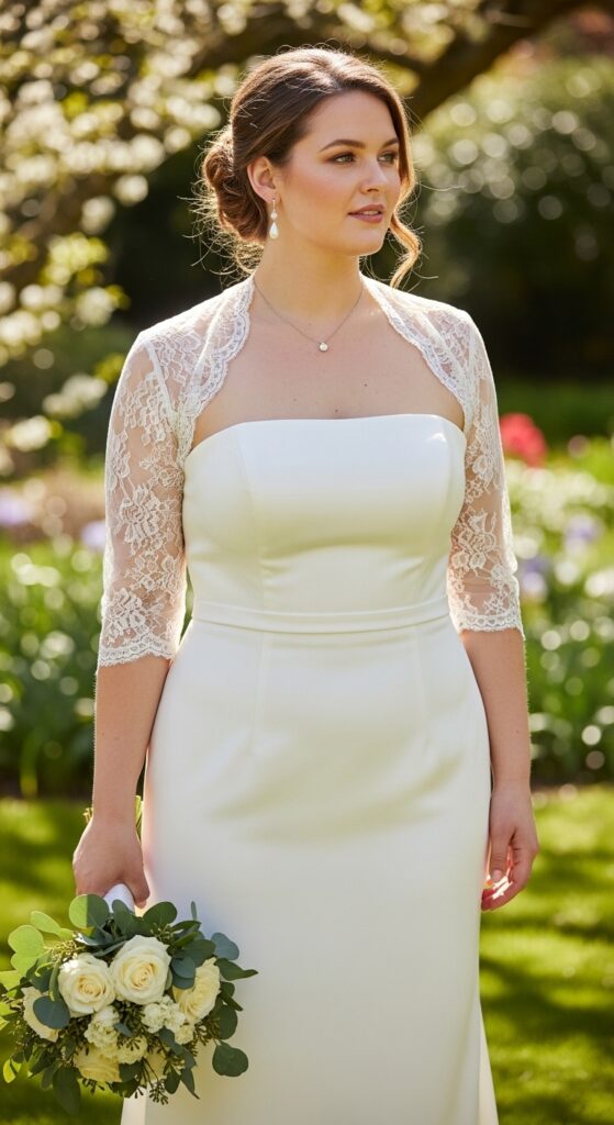 10 Simple Plus Size Wedding Dresses for Curvy Brides 12 Strapless Sheath Dress